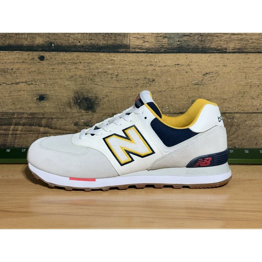 🔥 NEW- New Balance Classics 574 Men's Shoes Sz 10 Grey/Yellow/Navy $247 Retail